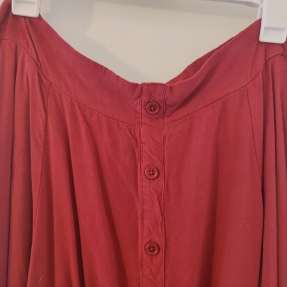 Torrid Burgundy Red Challis Button Front Midi Skirt Women's 1X Plus Size EUC - Picture 7 of 11